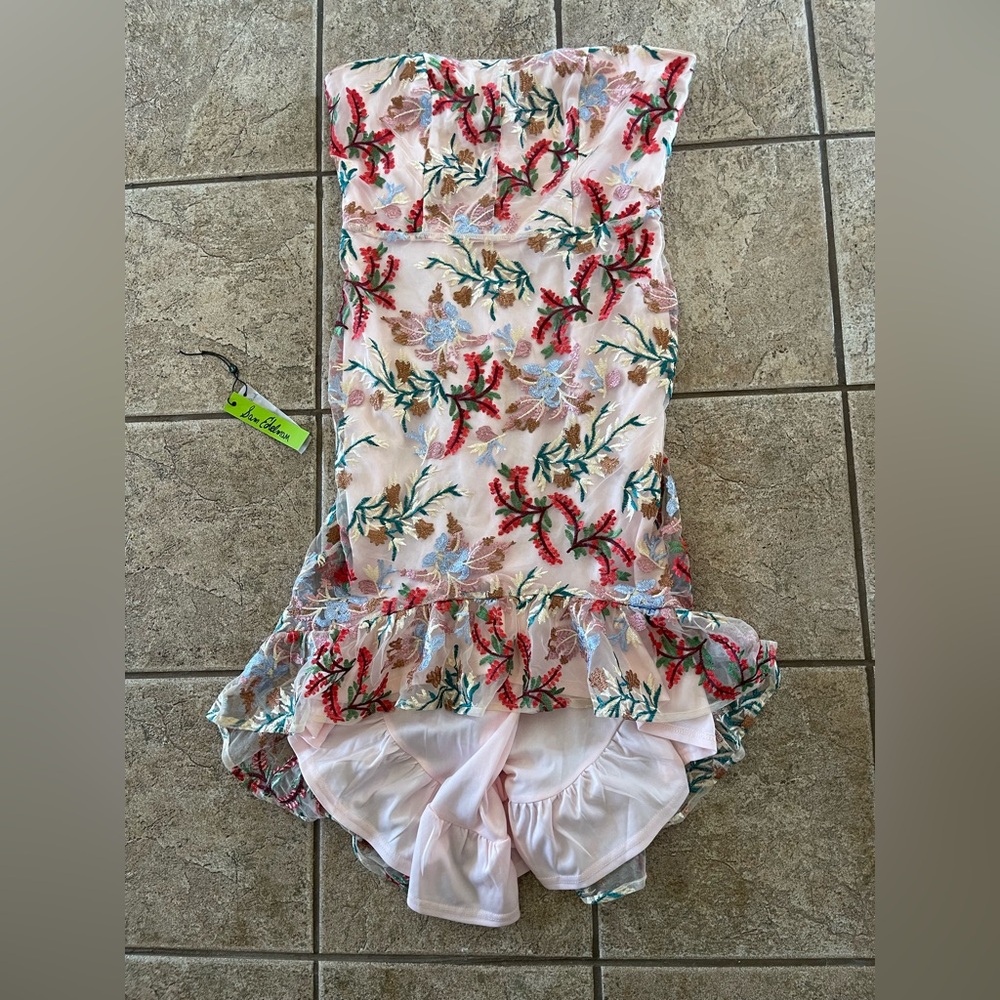 Sam Edelman Bouquet Embroidery Floral Strapless Dress